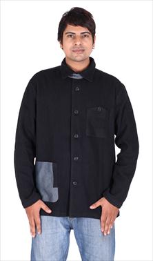 TheCustomClothing Black Twill Shirt Jacket