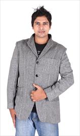 Stand Collar Herringbone Jacket