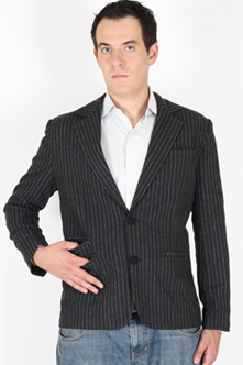 Mens Stripe Wool Jacket, Size : XL, XXL