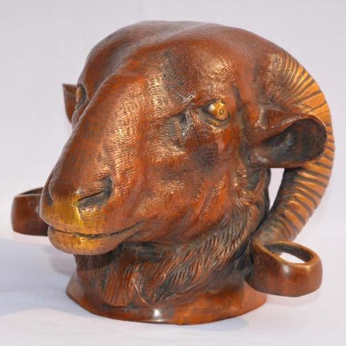 Animal Head With Red Antique Finish For Wall Decor