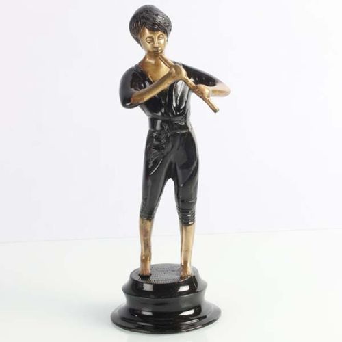 Boy With Flute Metal Brass Craft, Style : Antique