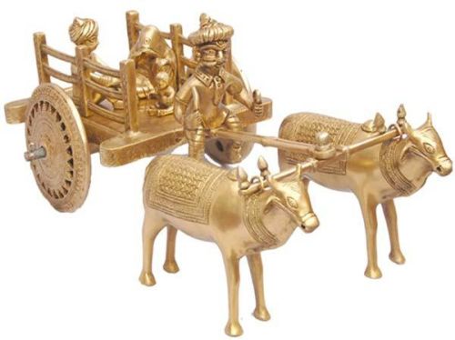 Brassware Bull Cart For Decoration Purpose By Aakrati