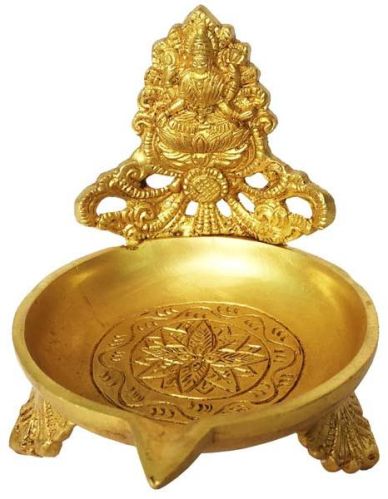 Deepak Made In Brass Metal With Religious Giure Of Goddess Laxmi Ji