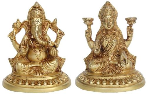 Laxmi Ganesha Brass Statue Show Piece As Table Decor