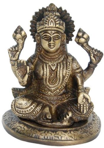 Laxmi Ji - A Indian Idol Brass Statue In Antique Finish