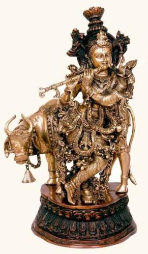 Beautiful Lord Krishna Brass Statue For Decoration Sculpture