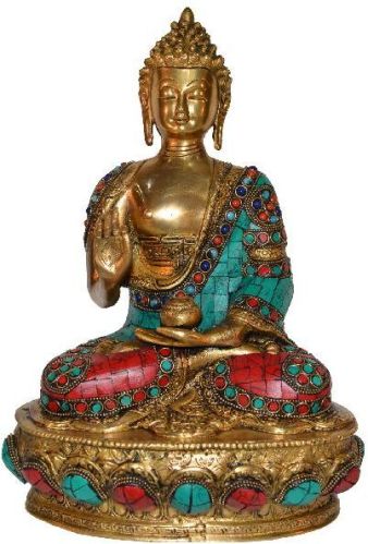 Lord Sitting Buddha With Stone, Size : 8.5x5x13inch