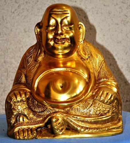 Sitting Laughing Buddha Brass Statue