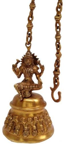 Temple Hanging Brass Bell With Goddess LaKshmi By Aakrati