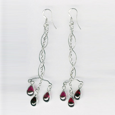 Silver Bezel Stone Earring -710