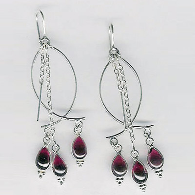 Silver Bezel Stone Earring- E-717