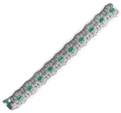 White Gold Diamond Emerald Bracelet-54