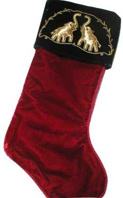 Velvet Embroidered Christmas Stocking