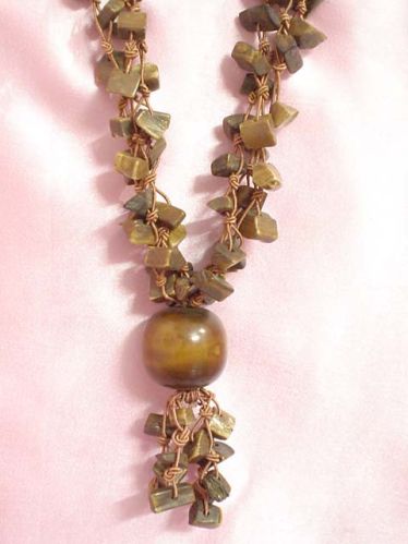 Ladies Stone Citrine Chips Beaded Necklace