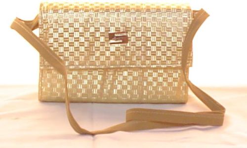 Ladies Golden Textured Sling Purse Party Small