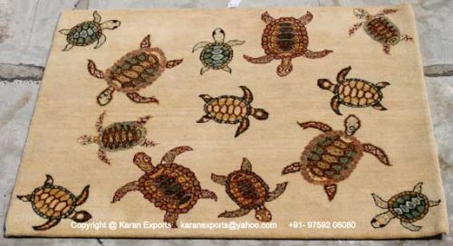 Printed Indian Hand Knotted Woollen Carpets for Home, Office, Hotel