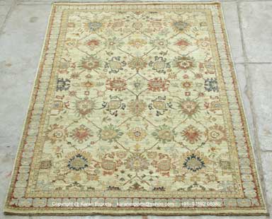 White Classic Wool Knotted Floor Rug for Restaurant, Indoor Decoration
