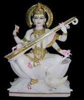 Marble Polished Printed Saraswati Mata Statues, Speciality : Dust Resistance, Shiny