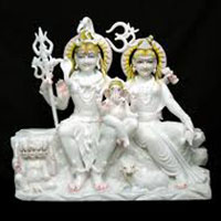 Printed Marble Shiv Parvati Statues, Color : Multicolors