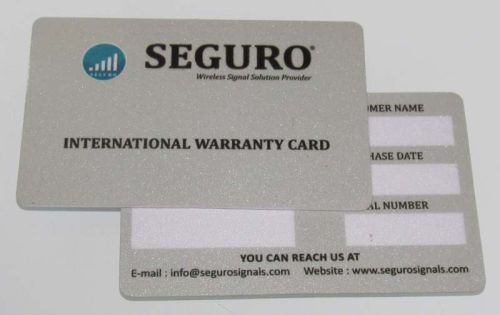Coated Printed Plastic Warranty Card, Feature : Heat Resistance, Rust Proof