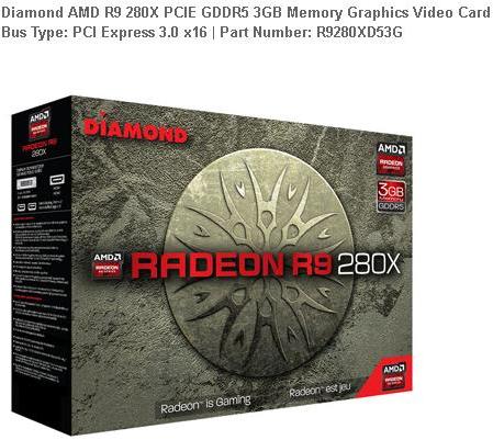 AMD R9 280x Pcie Gddr5 3gb Memory Graphics Video Card