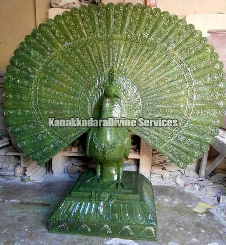 Green Stone Peacock Statue