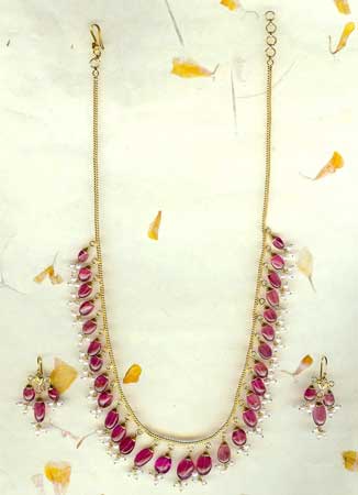 Pink Tourmaline Pearl Necklace