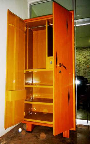 Color Coated Steel Wardrobe, Color : Brown