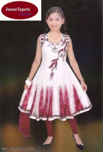 Readymade Garments Anarkali, Color : White Red