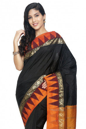 Slv84-Mn Sudarshan New Kanchipuram Black Silk Saree