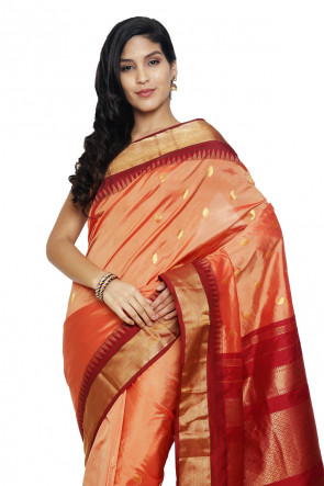 Slv85-Mn Sudarshan New Kanchipuram Pink Silk Saree