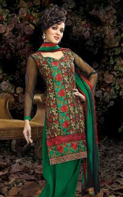 Green Chanderi Salwar Kameez