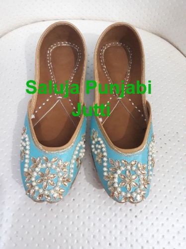 Punjabi Jutti For Women, Color : Skyblue