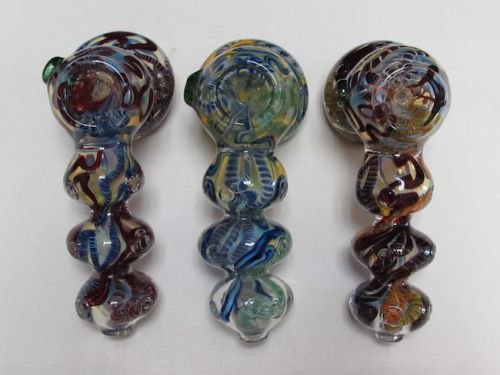 Non Polish Dotted 90-120gm Glass Smoking Pipes, Size : Standard, 4 Inch