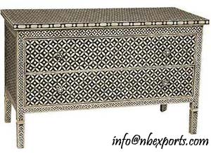 Rectangular Bone Inlay Chest Drawer (NB-CHD-103), For Industries, Color : Silver