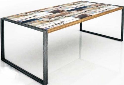 Polished Printed Iron Wood Coffee Table, Shape : Rectangular