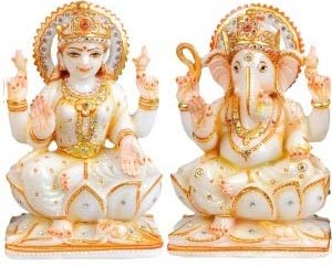 Ganesh Laxmi Stone Statue