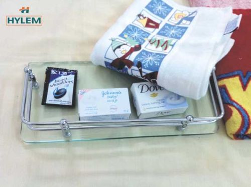 Glass Corner Square Shelf