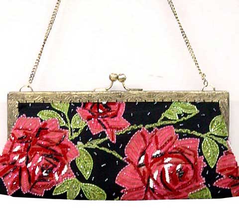 Rose Print Frame Bag