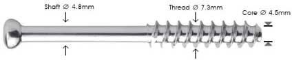 7mm Cortical Cannulated Screws, Long Thread