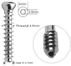 Cortical Cannulated Screws, 4.5mm Dia, Full Thread