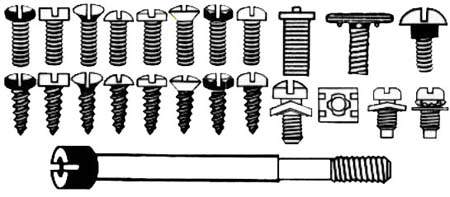 SLOTTED MACHINE SCREWS, CAPTIVE SCREWS AND PROJECTION BOLT