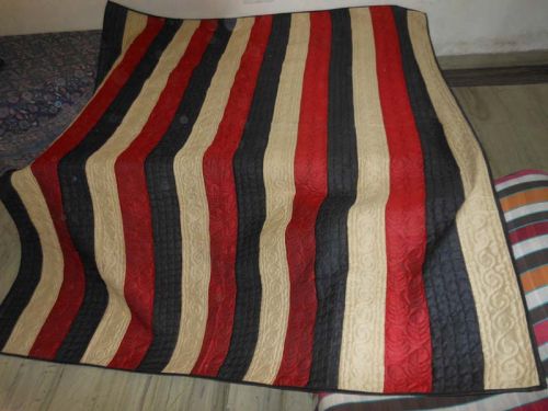 Black and Red Embroidered Raw Silk King Size Bed Cover / Carpet / Blan