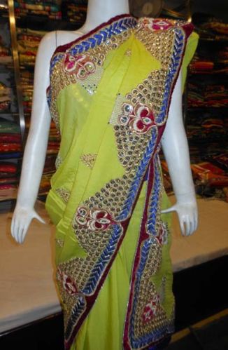 Designer Handmade Embroidered Stone Work Georgette Saree