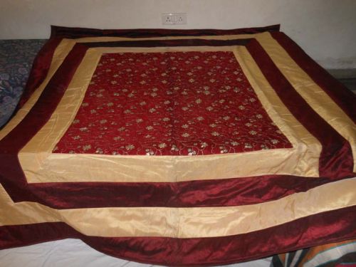 Designer Heavy Embroidered Pakistani Bed Cover King Size Red Colour