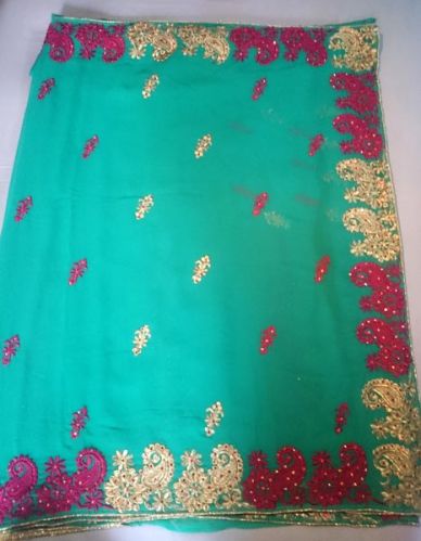 Fancy Work Resham Border Party Wear Sarees