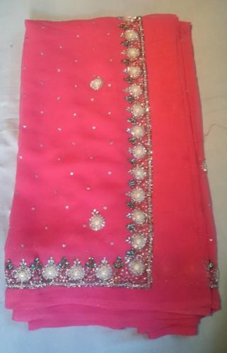 Designer Handwork Light Pink Color Party Wear Sarees