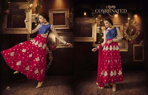 Dilettante Silk Embroidered Work Anarkali Salwar Kameez