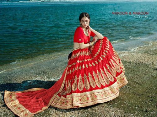 Inviting Red Fancy Net Designer Lehenga Choli