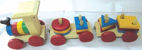 Learners Play Hardwood Shape Color Stacking Train